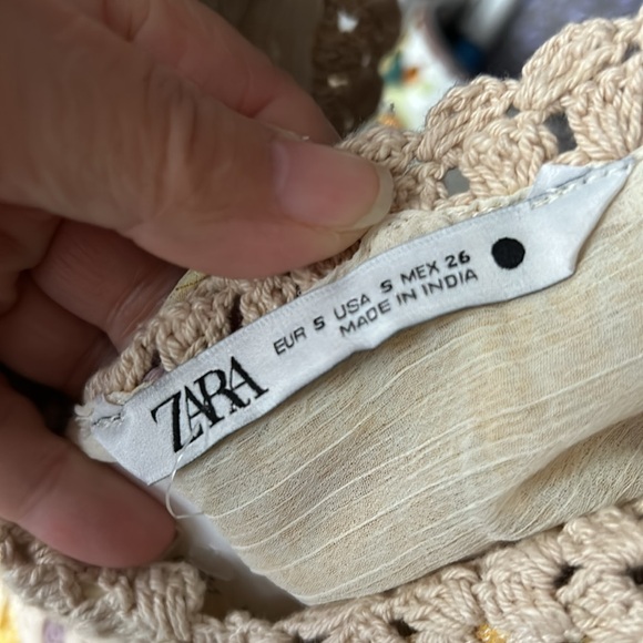 ZARA bohemian crochet light yellow dress size small - Picture 2 of 15